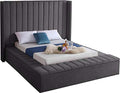 Cream Velvet Upholstered Full Bed with Storage M3095