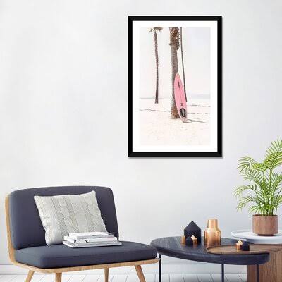 Pink Surf Board Photograph Print, Black Framed Paper, 32x22 H x 24x22 W x 1x22 D, Matte K75872