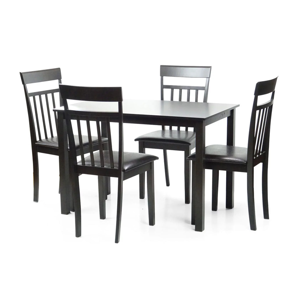 Set of 5 pc Solid Wooden Table and Chairs Espresso Black Finish R164