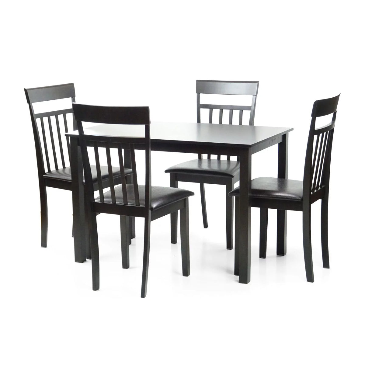 Set of 5 pc Solid Wooden Table and Chairs Espresso Black Finish R164