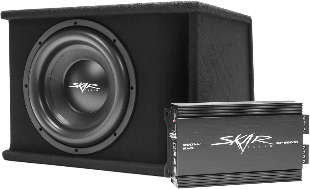 Single 8" 700 Watt Subwoofer Bass Package with Loaded Enclosure and Amplifier Y482