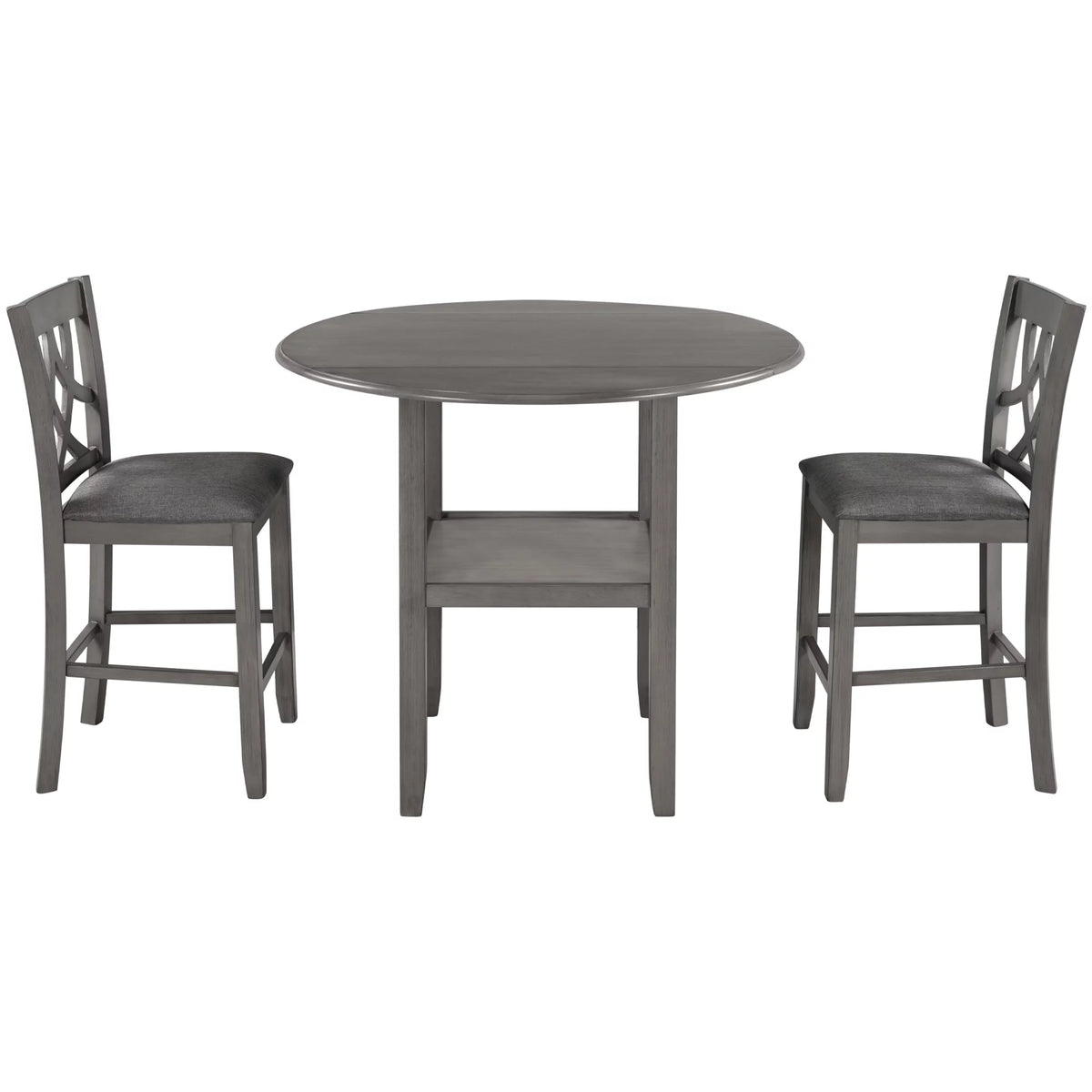 3 Piece Wooden Drop Leaf Dining Table Set with Storage A72512