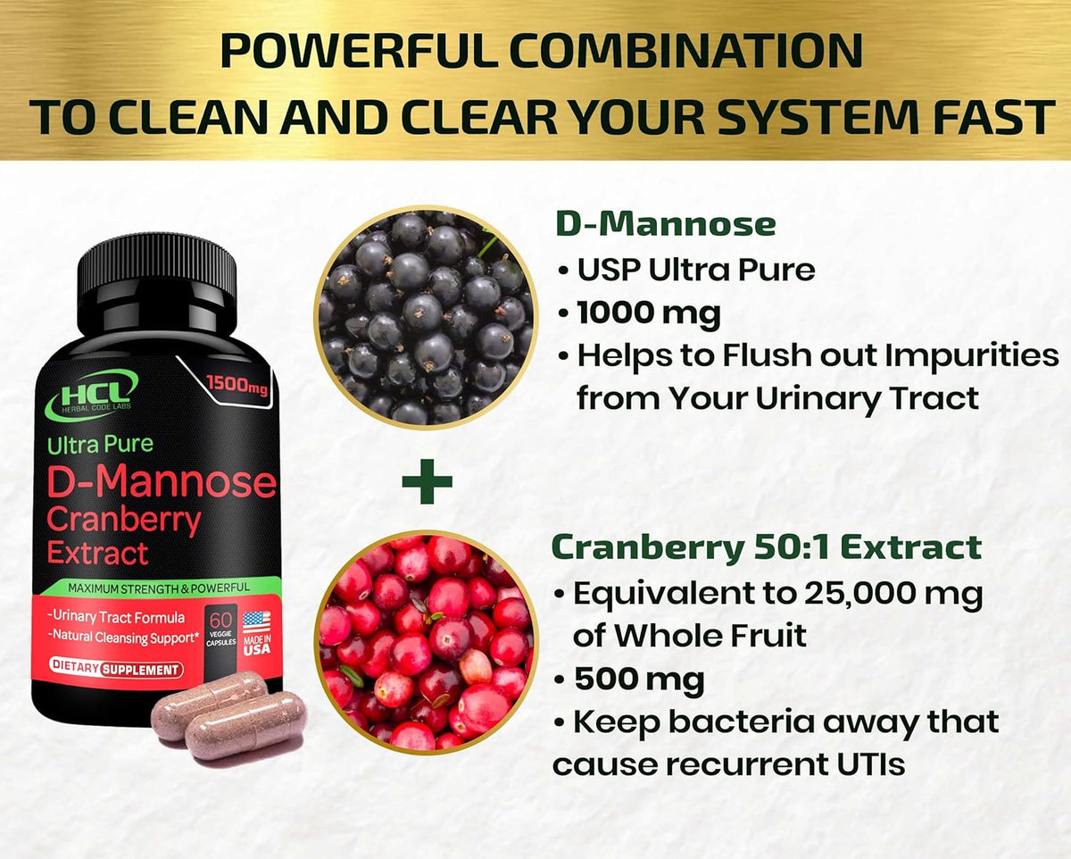 D-Mannose with Cranberry Extract Capsules 1500mg R334761