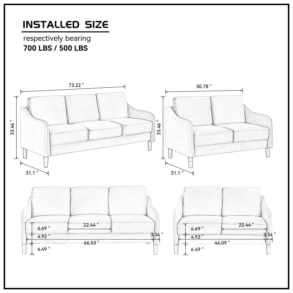 Beige Loveseat Sofa S445