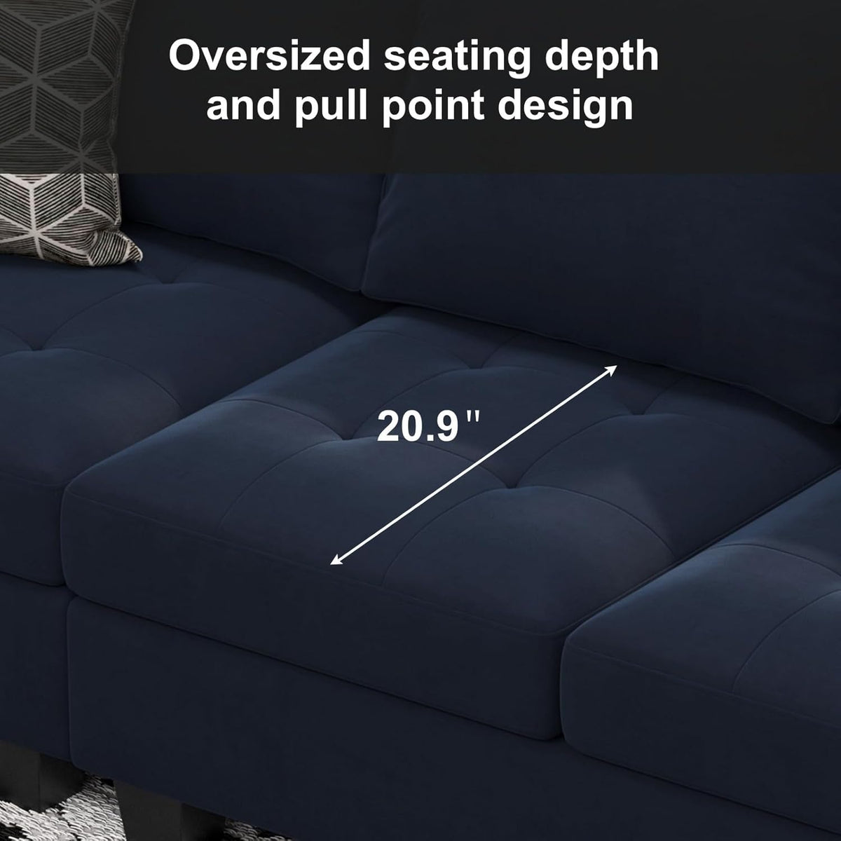 Blue Velvet Modular 4 Seat Sofa Couch Sectional W733452