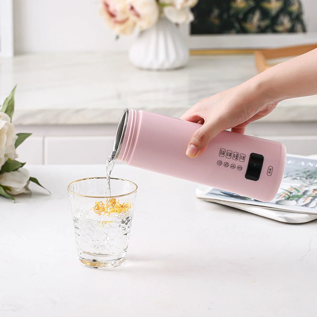 Portable Electric Hot Water Kettle with Tea Filter Pink O586