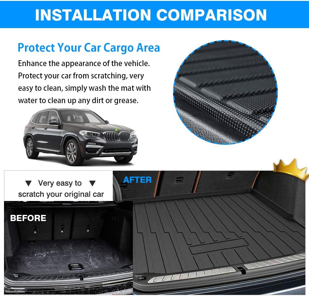 Trunk Mat for BMW G01 X3 2018-2022 All Weather TPO Rear Cargo Liner Pack of 2 D619875