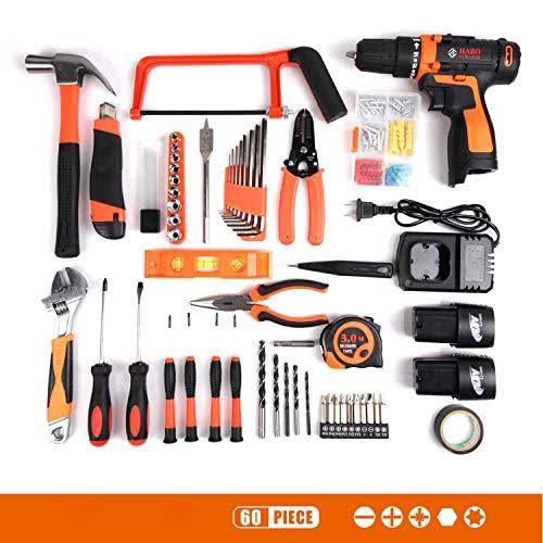 16.8V Cordless Drill with 91 Piece Tool Set and Plastic Toolbox E55480