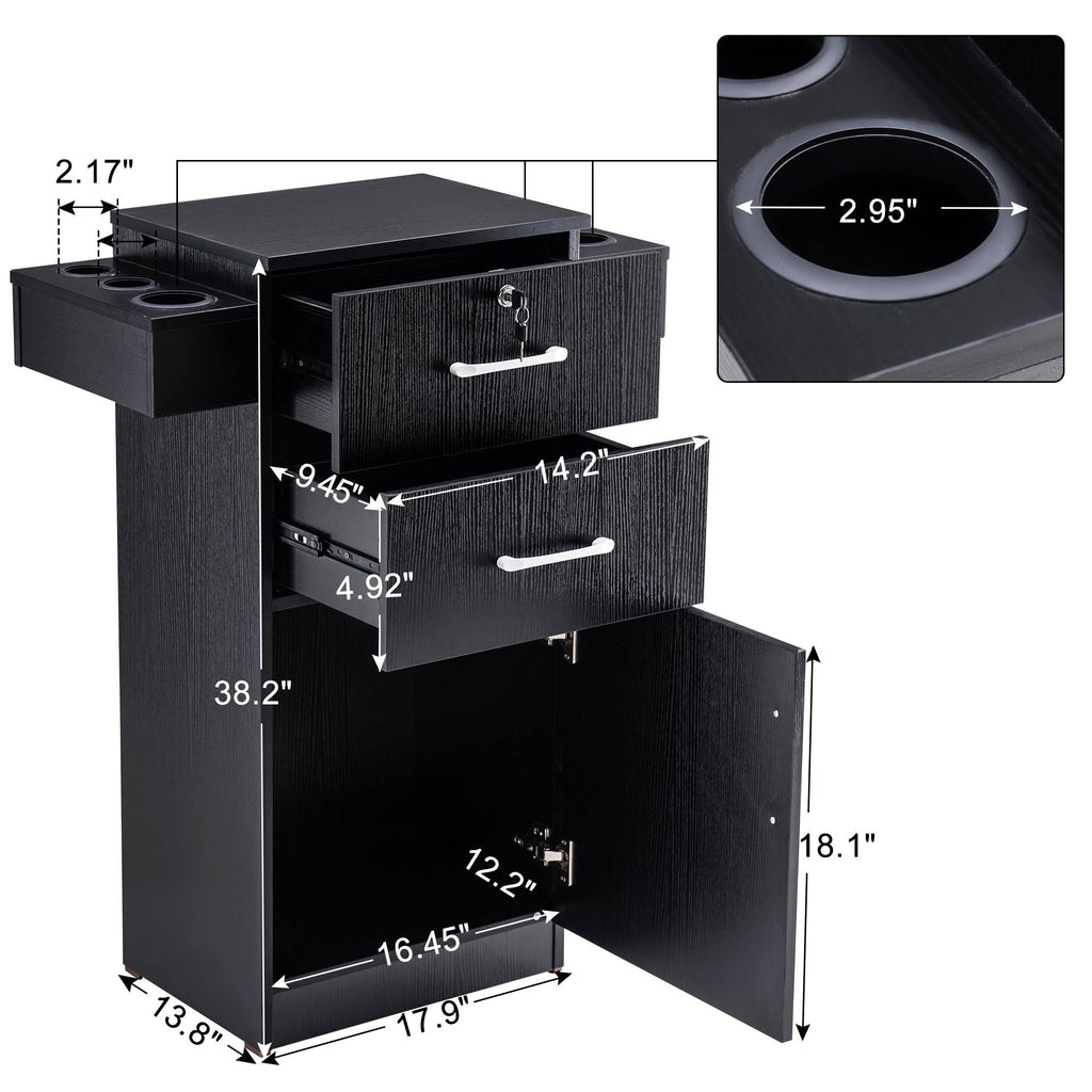 Locking Beauty Salon Storage Cart with Drawer Black Q4651