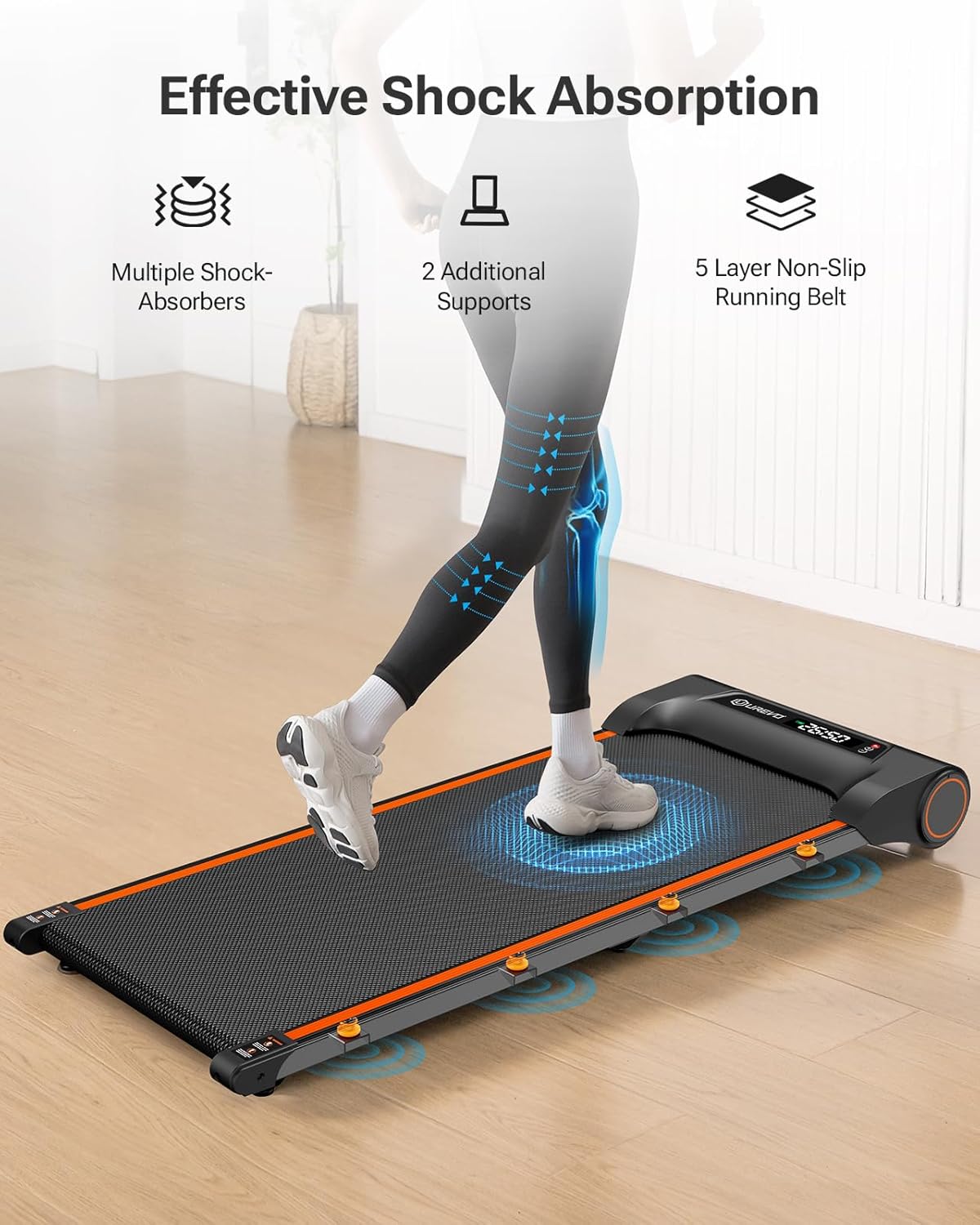 Under Desk Treadmill Walking Pad Portable 2.25HP Orange A987292