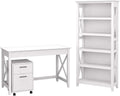 48W Writing Desk with 2 Drawer Mobile File Cabinet and 5 Shelf Bookcase P382119