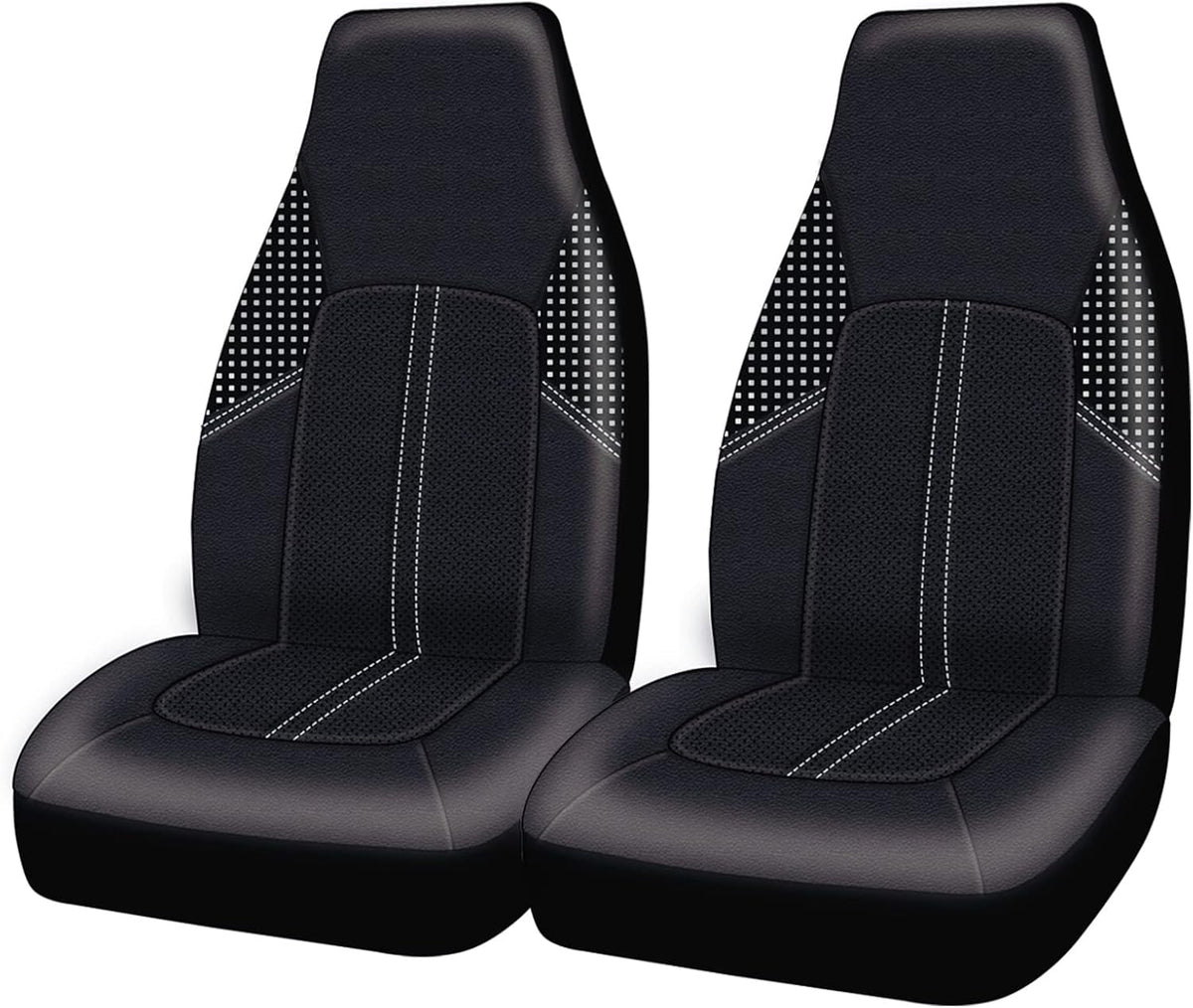 Leather and 3D Air Mesh Car Seat Covers, 11PC, Black J959