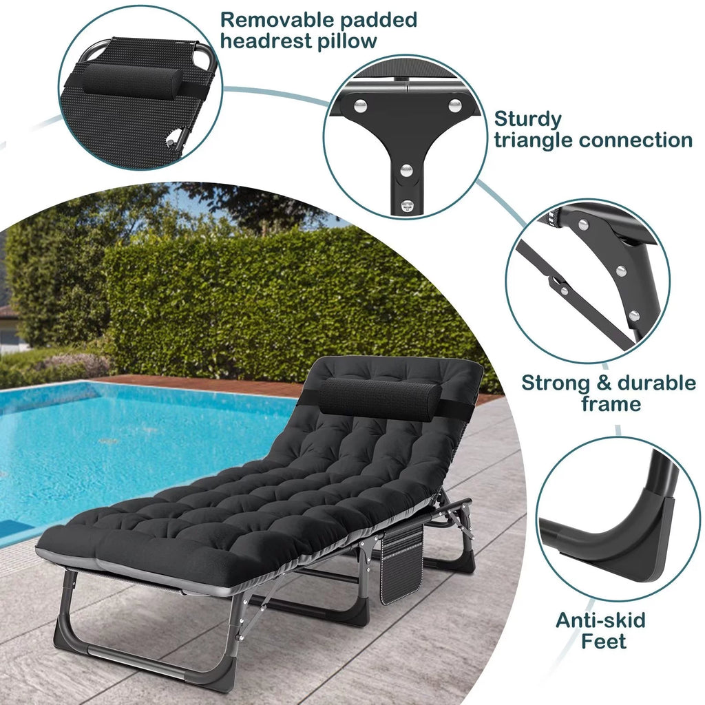 Set of 2 Folding Chaise Lounge Chairs 5-Position G81499
