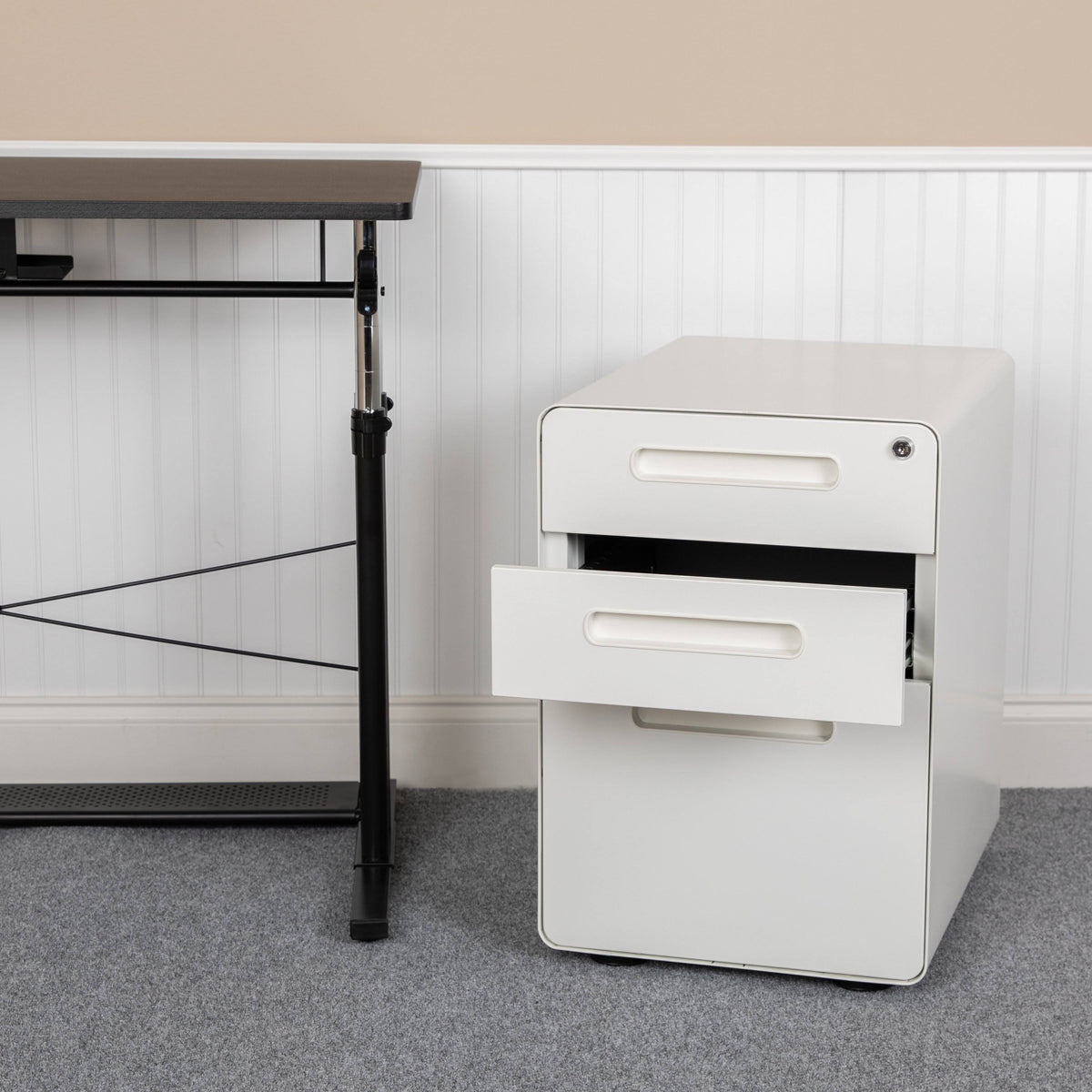 White 3 Drawer Filing Cabinet T6737