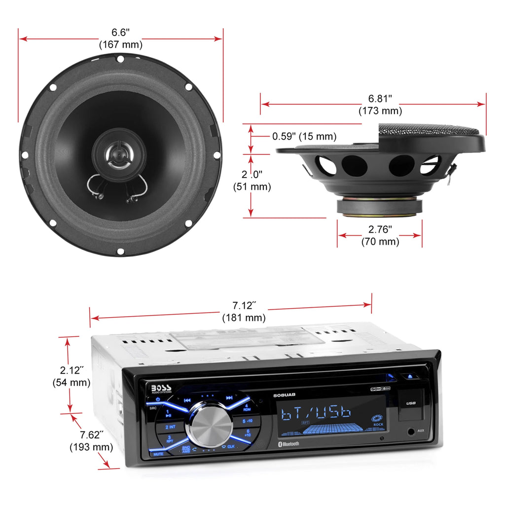 Single Din Car Stereo and Speakers S666