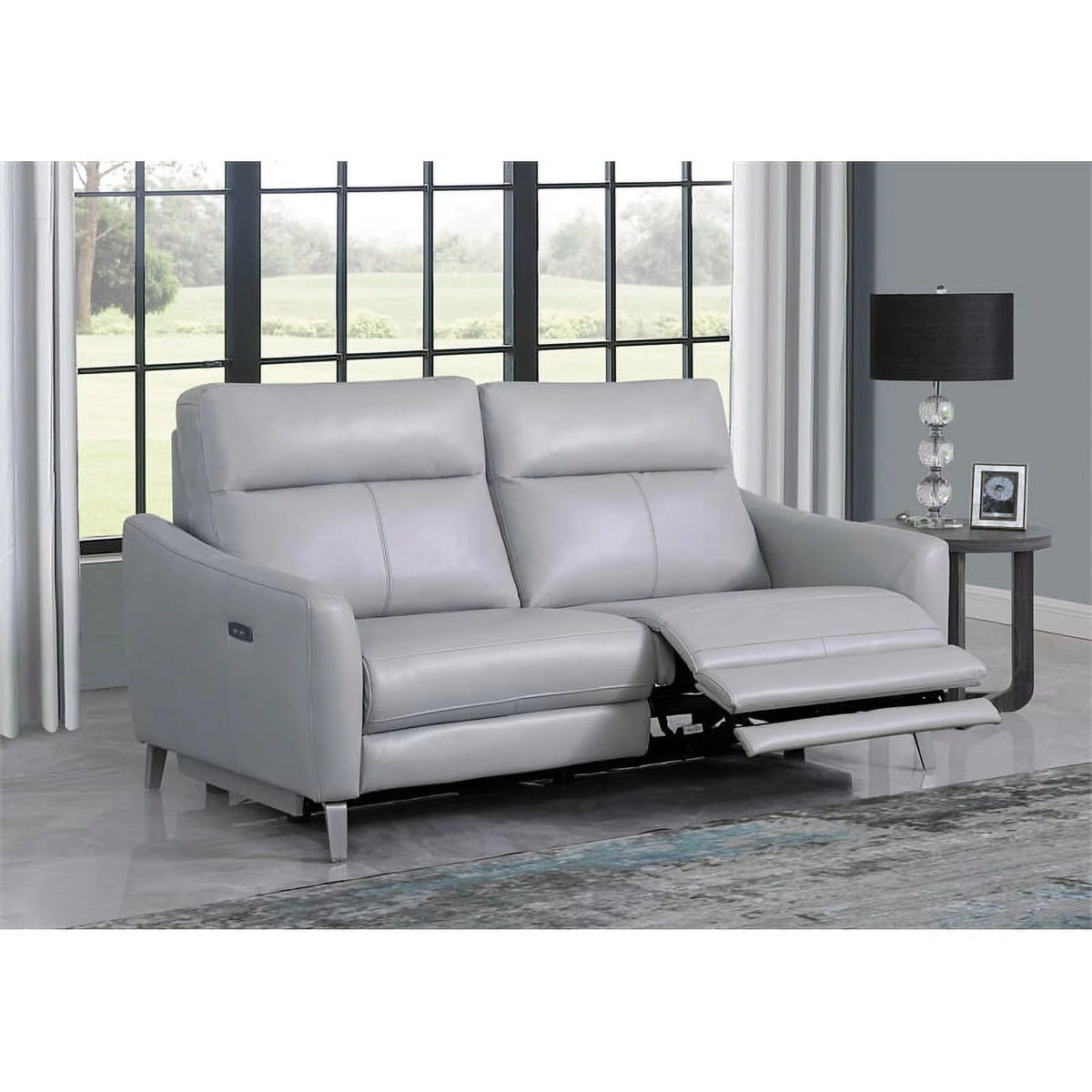 Gray Faux Leather Power Sofa T18910