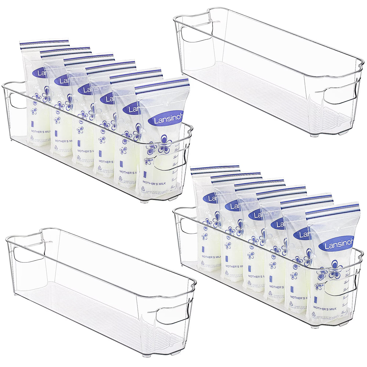 4pcs Clear Plastic Fridge Organizer Bins R952961