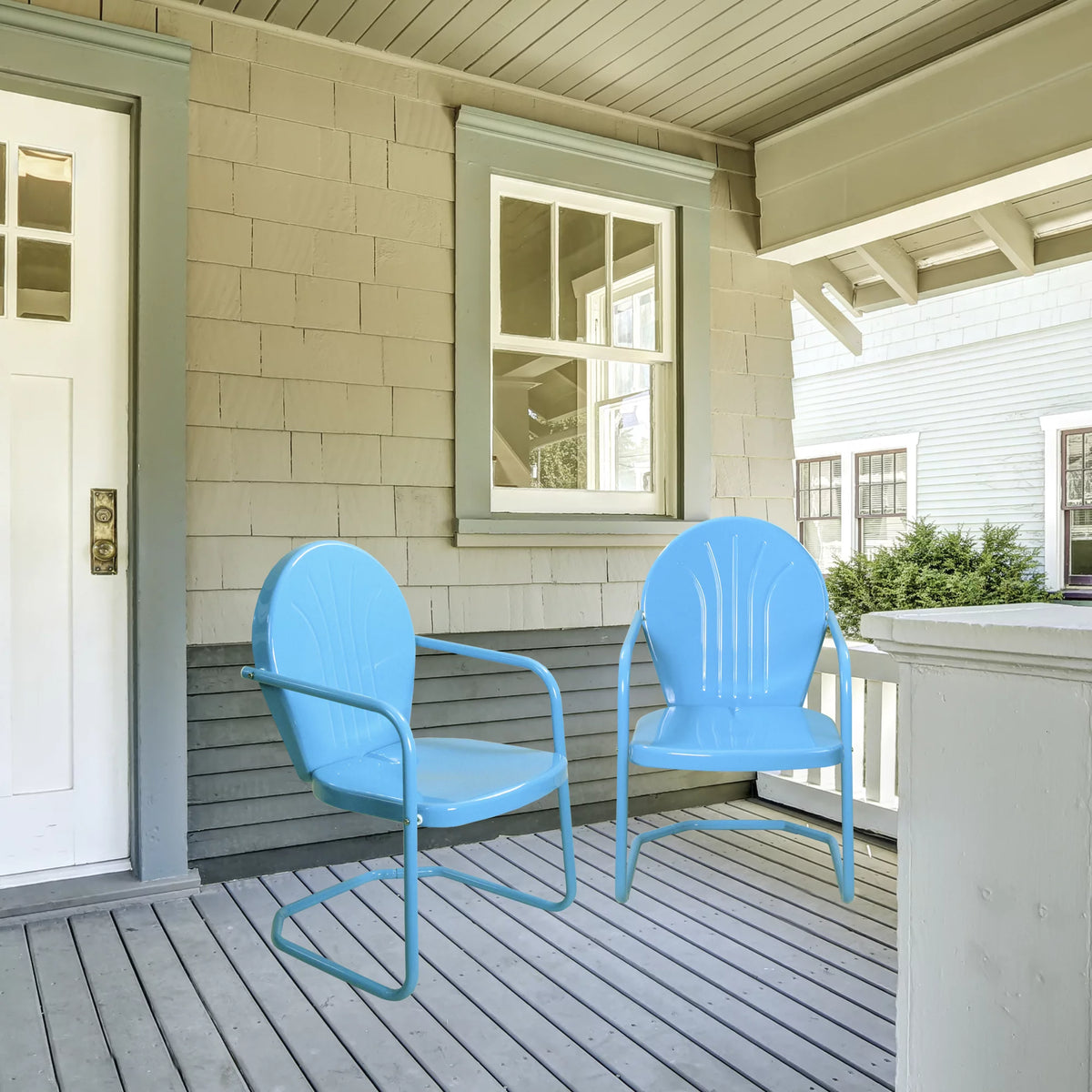 Sky Blue Outdoor Retro Metal Tulip Armchair B698710