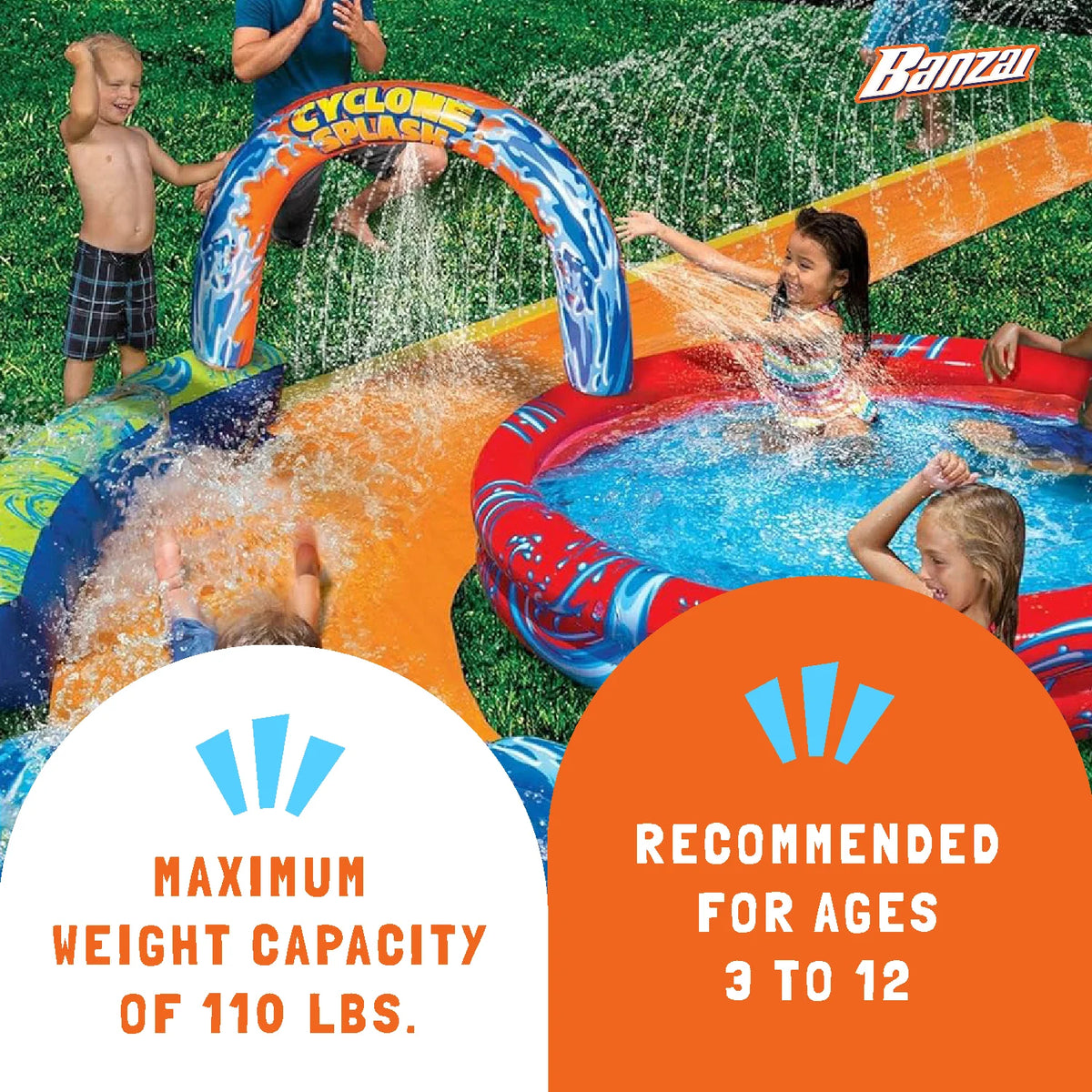 Inflatable Splash Park with Sprinkling Slide & Water Pool F22425