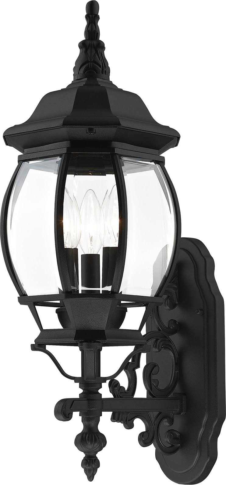 3 Light Textured Black Outdoor Wall Lantern P745