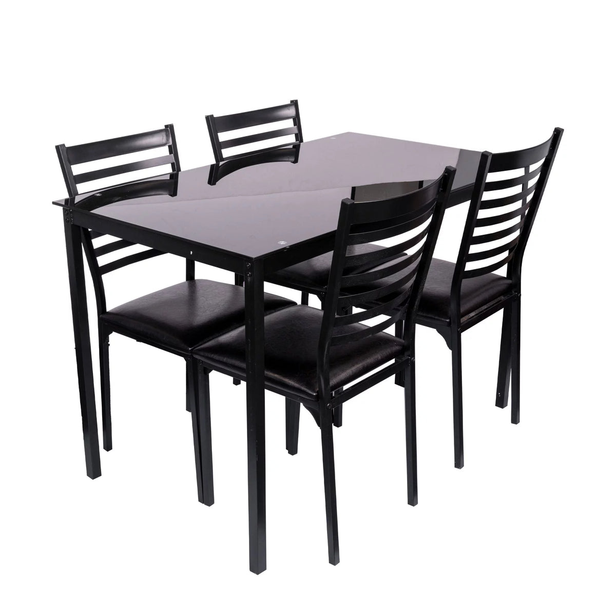 5 Piece Black Dining Table Set with 4 Upholstered Chairs Z930631