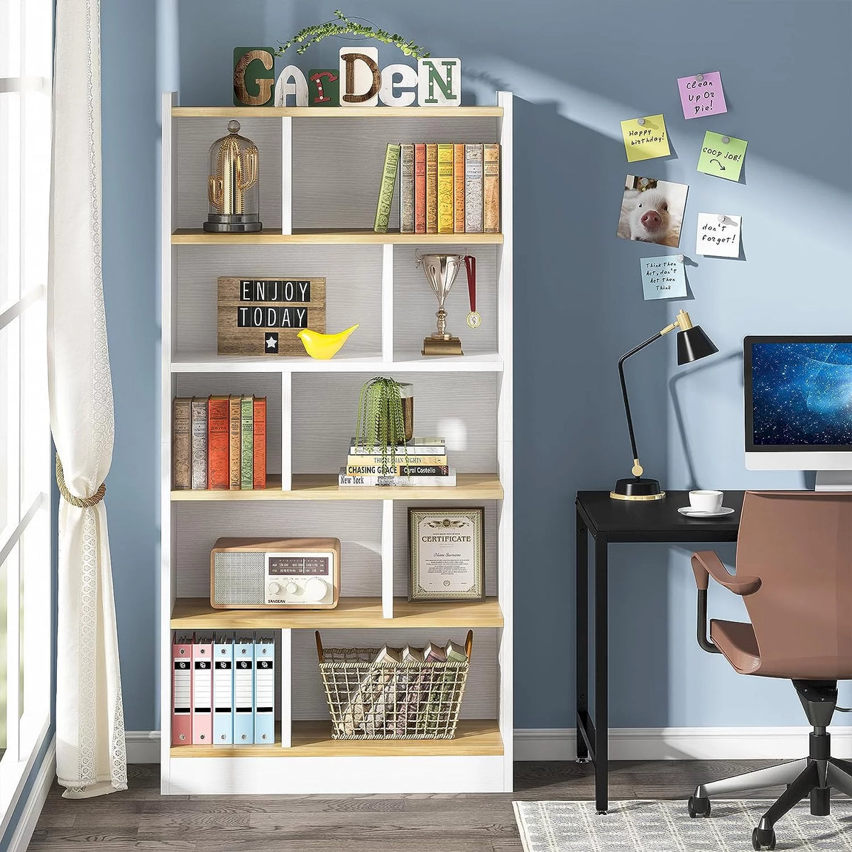 72-inch 6-Tier White Bookcase U4096