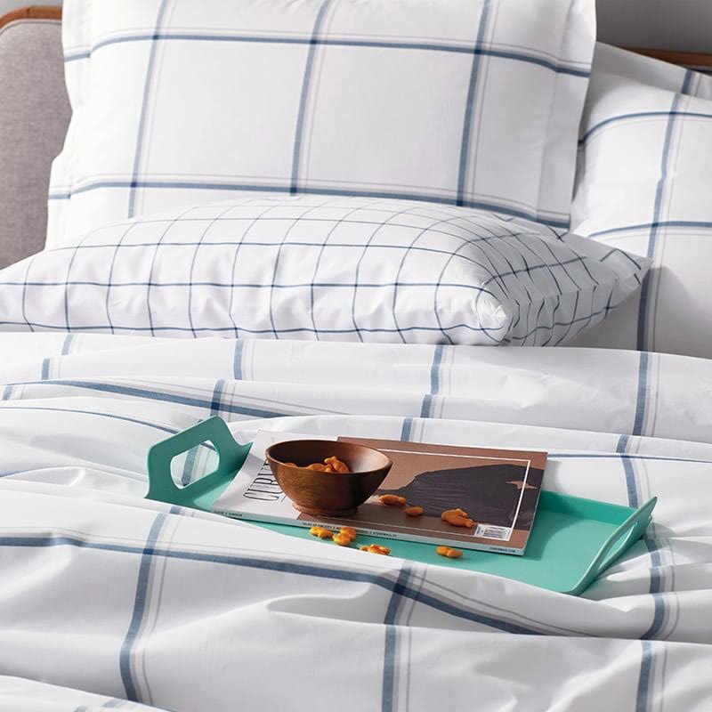 Navy Yarn-Dyed Cotton Percale Twin Duvet Cover E5712
