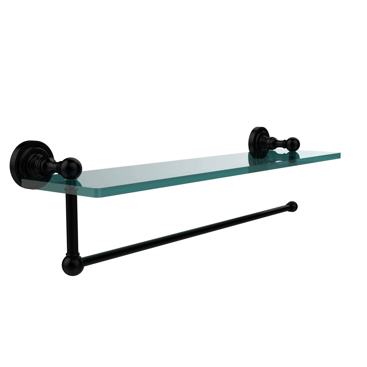 Matte Black Paper Towel Holder with Glass Shelf Q7590