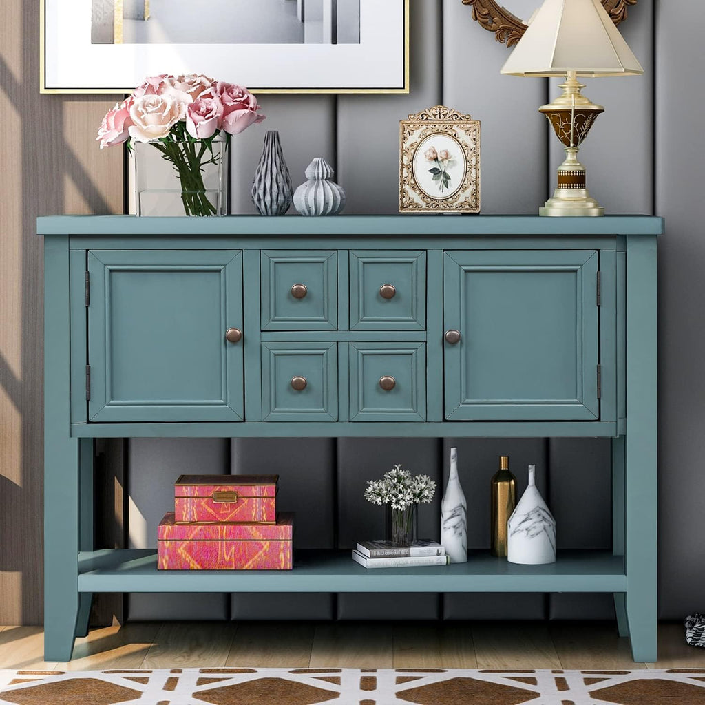 Solid Wood Console Table with 3 Drawers, 2 Cabinet and 1 Shelf C8919