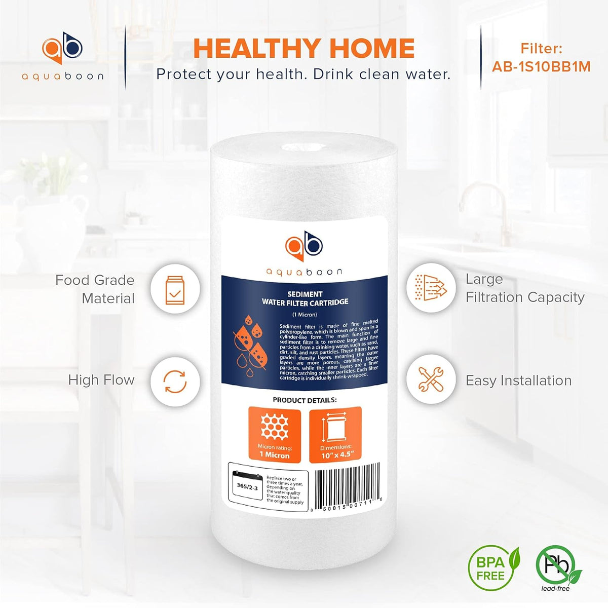 1 Micron 10 Sediment Water Filter Replacement Cartridge Z6188
