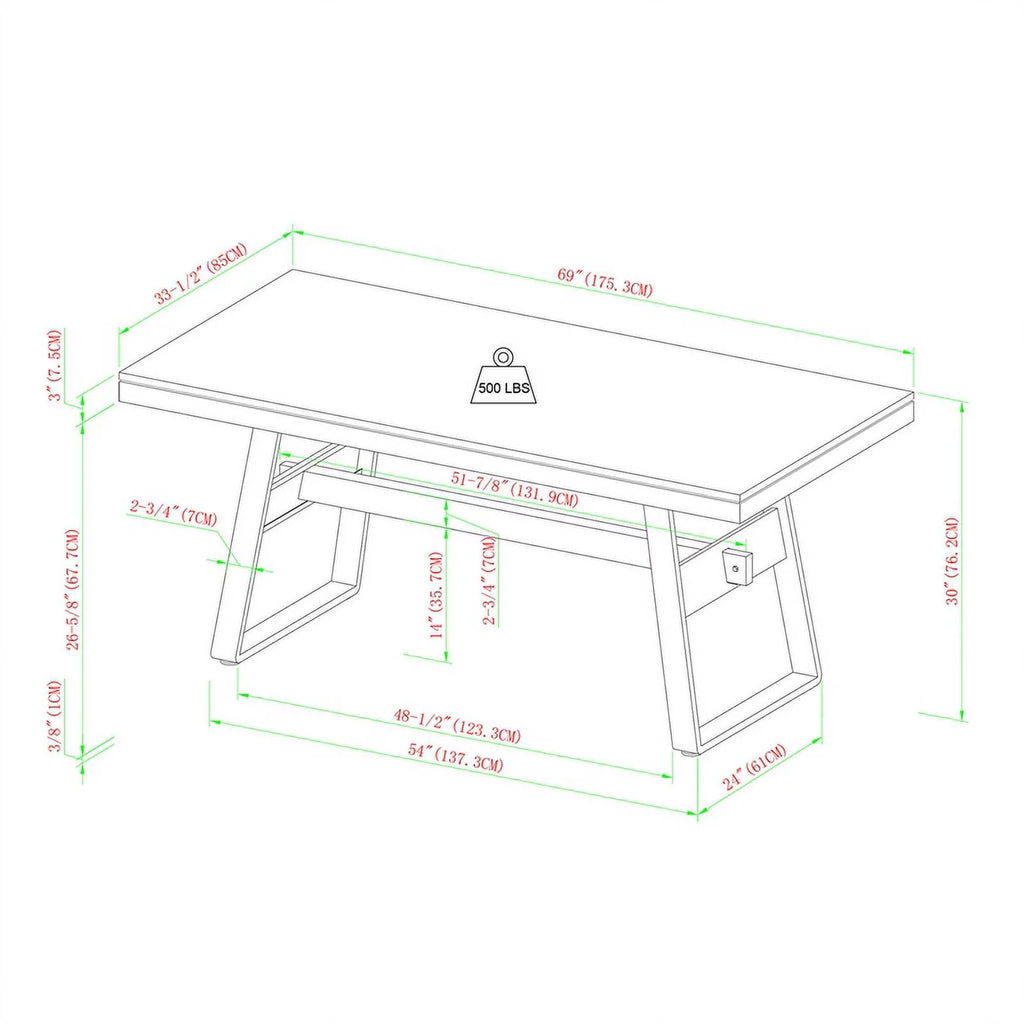 72" Dark Walnut Wood Dining Table E51354