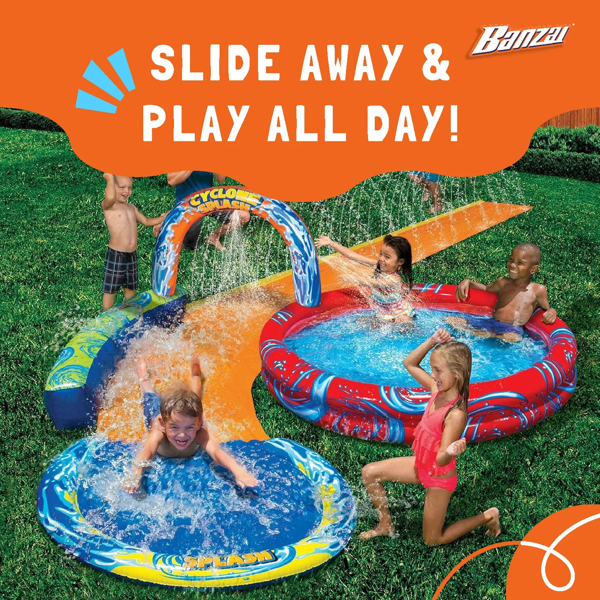 Inflatable Splash Park with Sprinkling Slide & Water Pool F22425