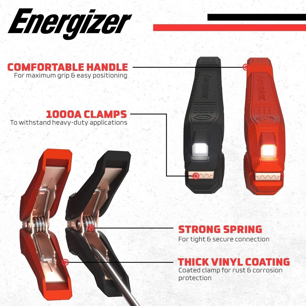 25-Feet 2-Gauge Heavy Duty Jumper Cables with LED Lights, Pack of 2 O316