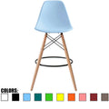 Blue 28" Plastic Bar Stool with Wood Legs Q35879