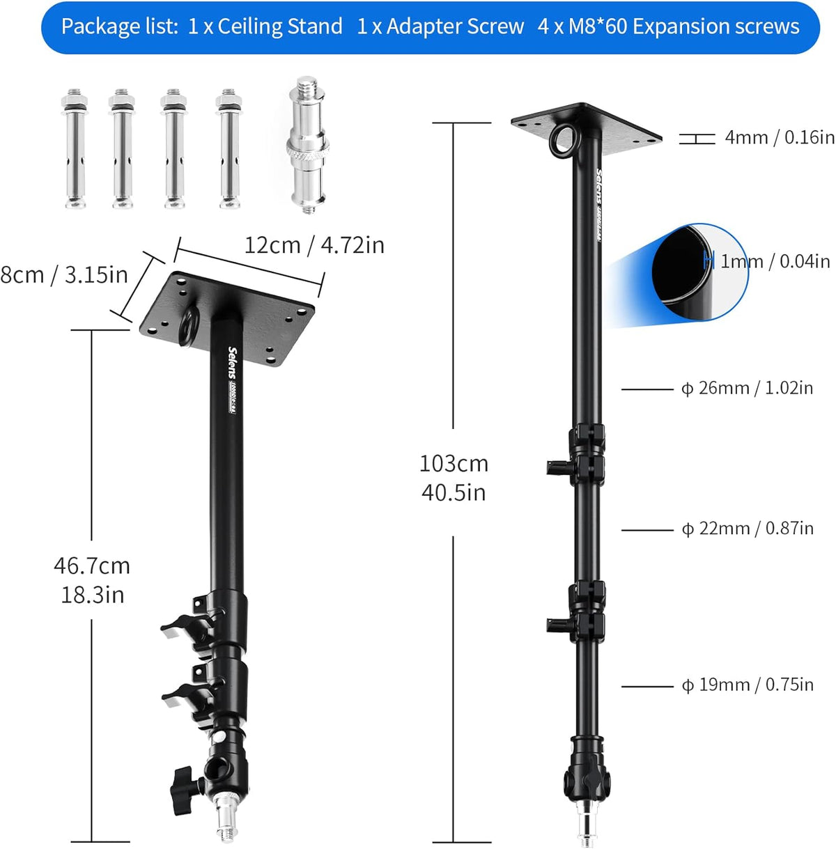 Camera Wall Mount Ring Light Boom Arm, Max Length 39 T419967