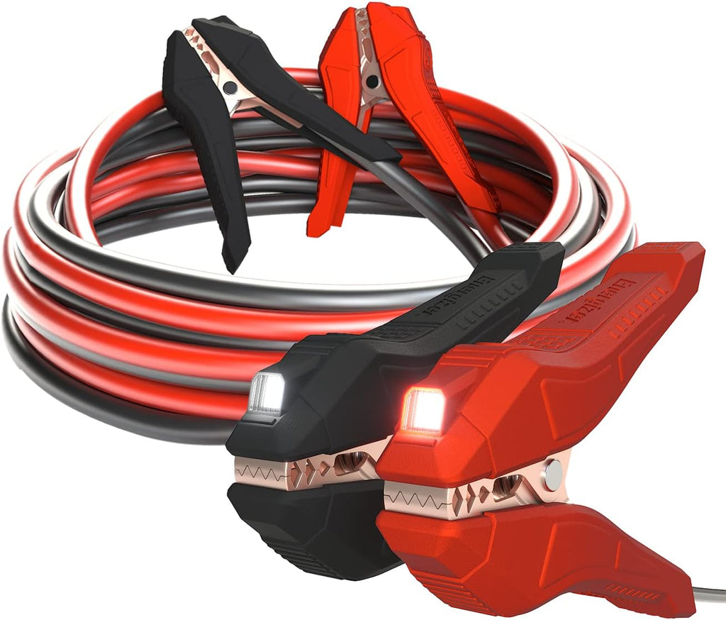 25-Feet 2-Gauge Heavy Duty Jumper Cables with LED Lights, Pack of 2 O316
