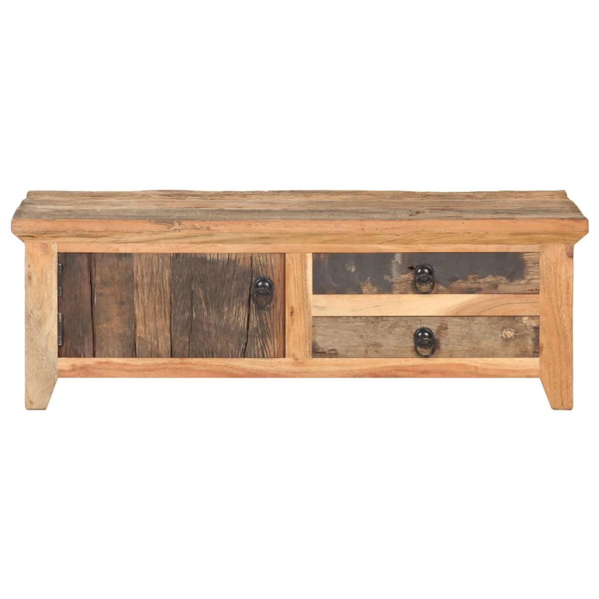 Coffee Table with Door and 2 Storage Drawers Reclaimed Wood Y663