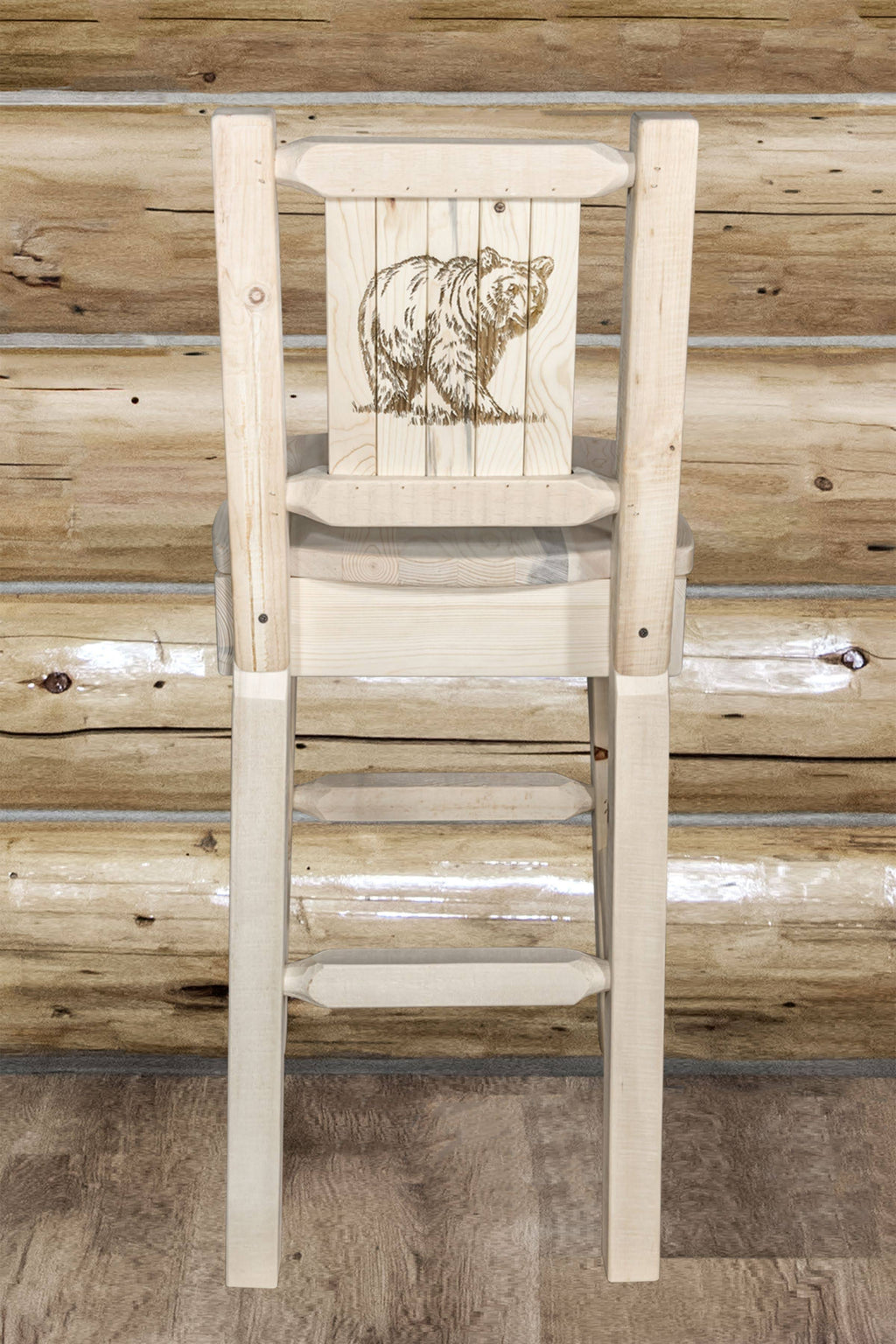 Counter Height Back Barstool with Bear Design Y851102