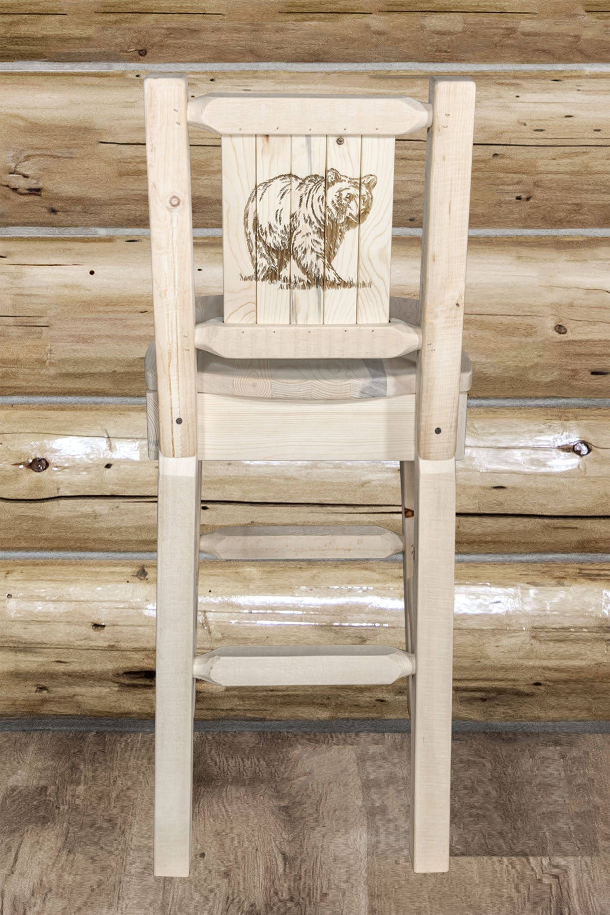 Counter Height Back Barstool with Bear Design Y851102