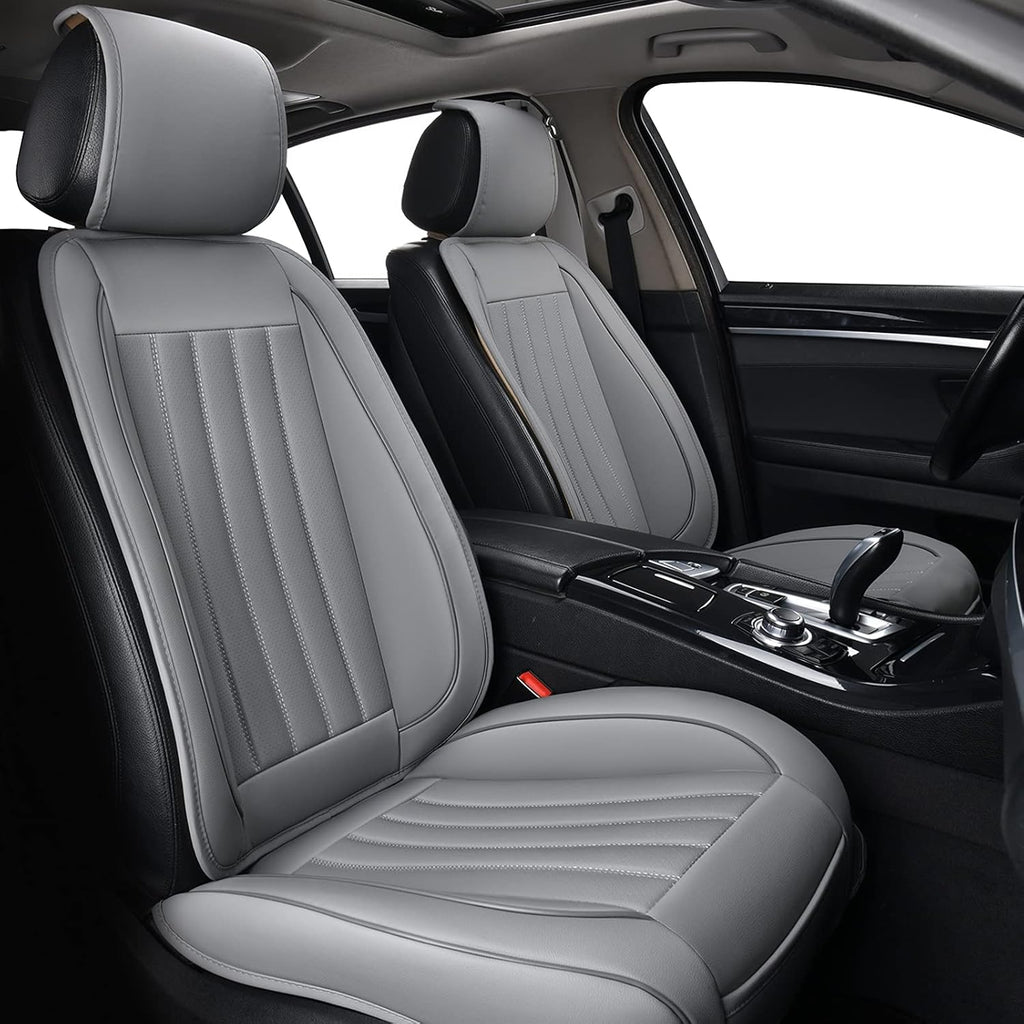 2pc Black-Red Line Leather Car Seat Covers W97563