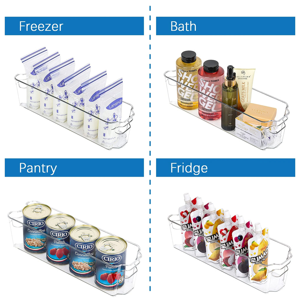 4pcs Clear Plastic Fridge Organizer Bins R952961