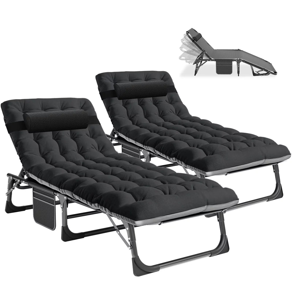 Set of 2 Folding Chaise Lounge Chairs 5-Position G81499