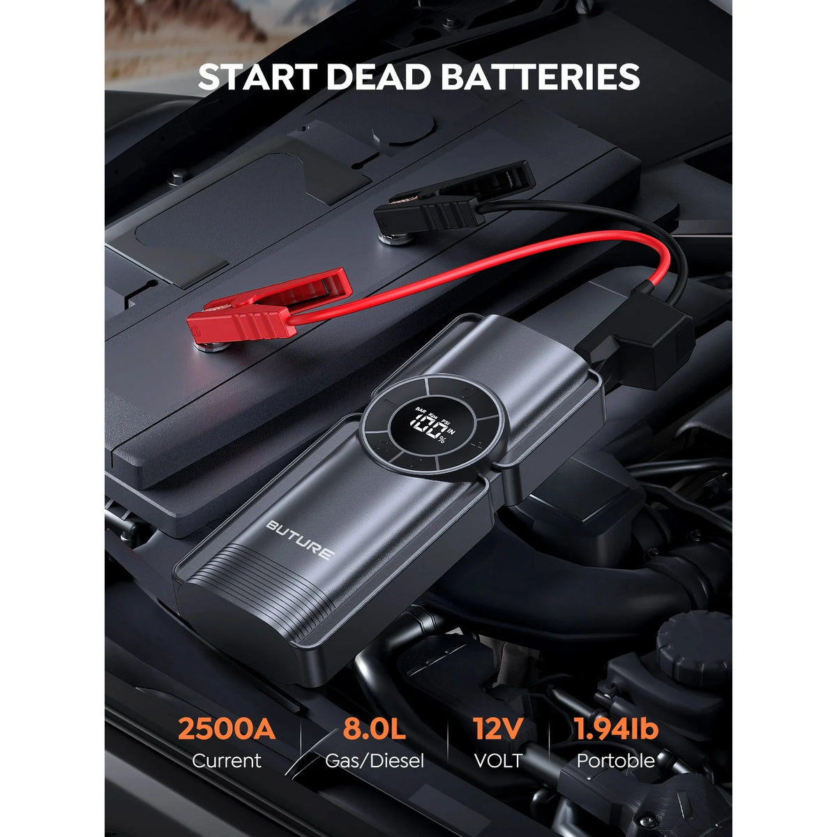 Car Jump Starter with Air Compressor Power Bank 20000mAh 2500A 12V F7903