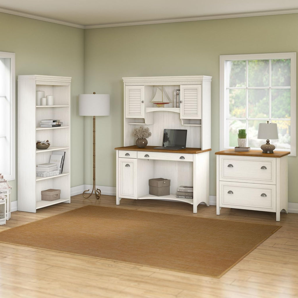Antique White 5 Shelf Bookcase V6502