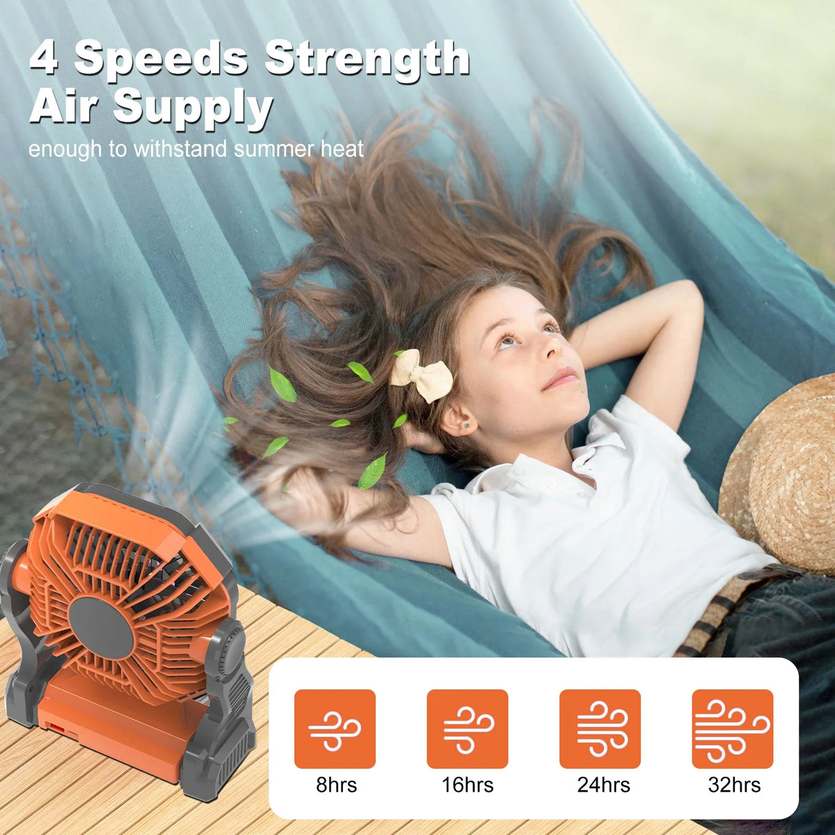 10400mah Portable Rechargeable Camping Fan with LED Lantern B25564