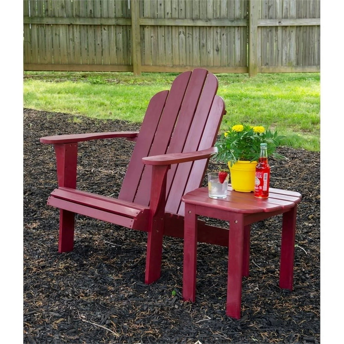 Red Wood Outdoor Chair with Arm Rests X103103