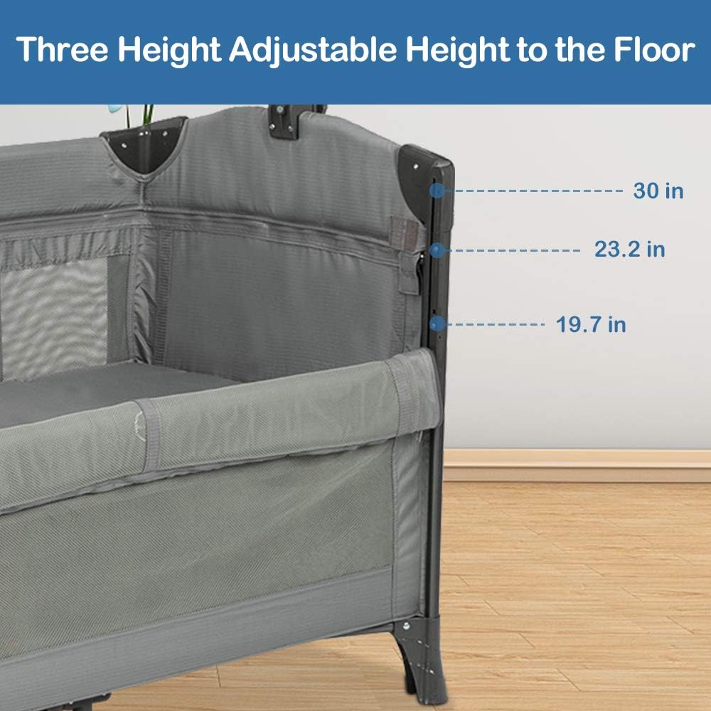 3 in 1 Baby Bedside Sleeper with Mattress and Carry Bag D912046