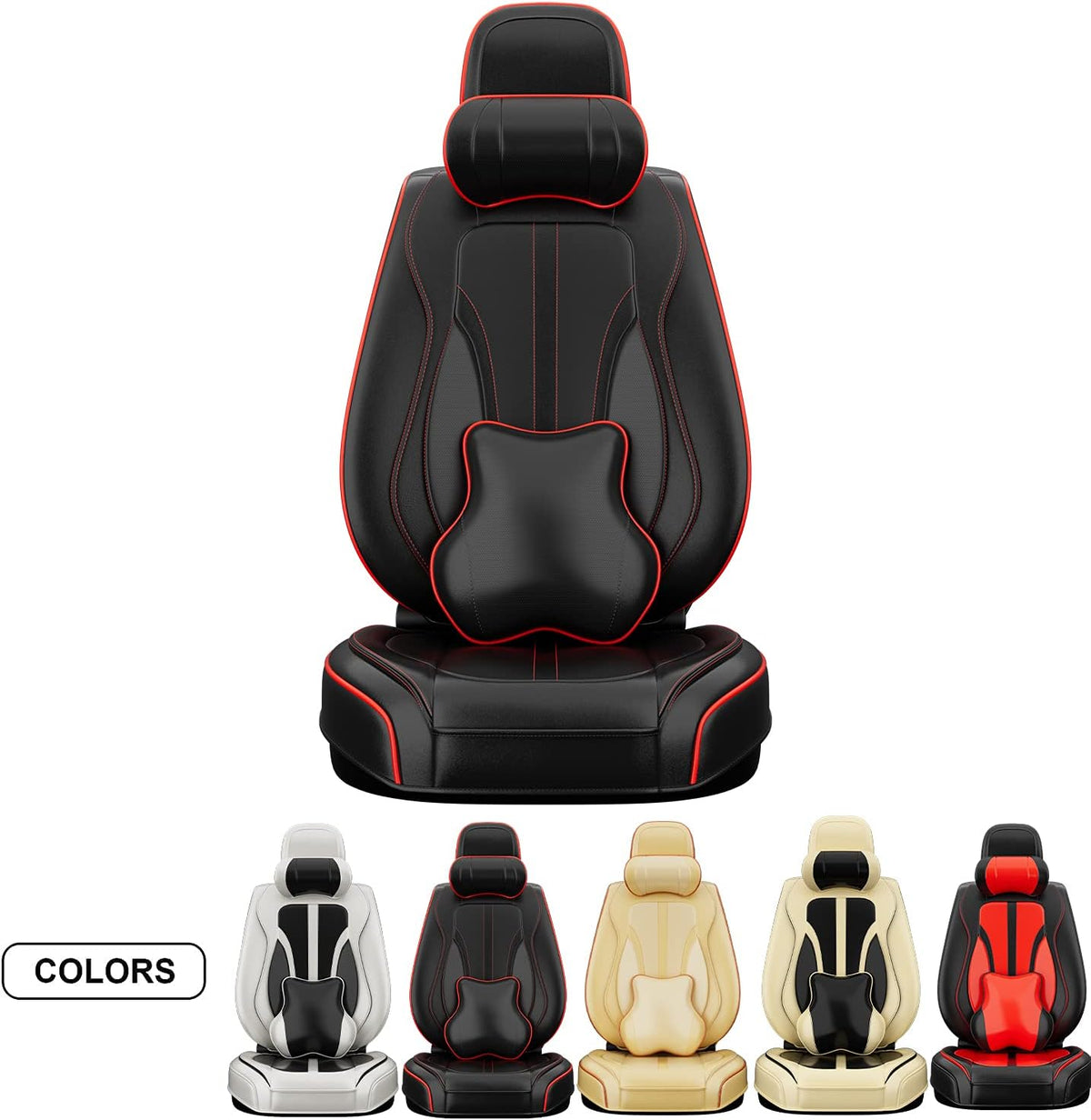 5PCS H7 Front and Back Car Seat Covers Water Proof Nappa Leather Universal Full Set Black&Grey L512
