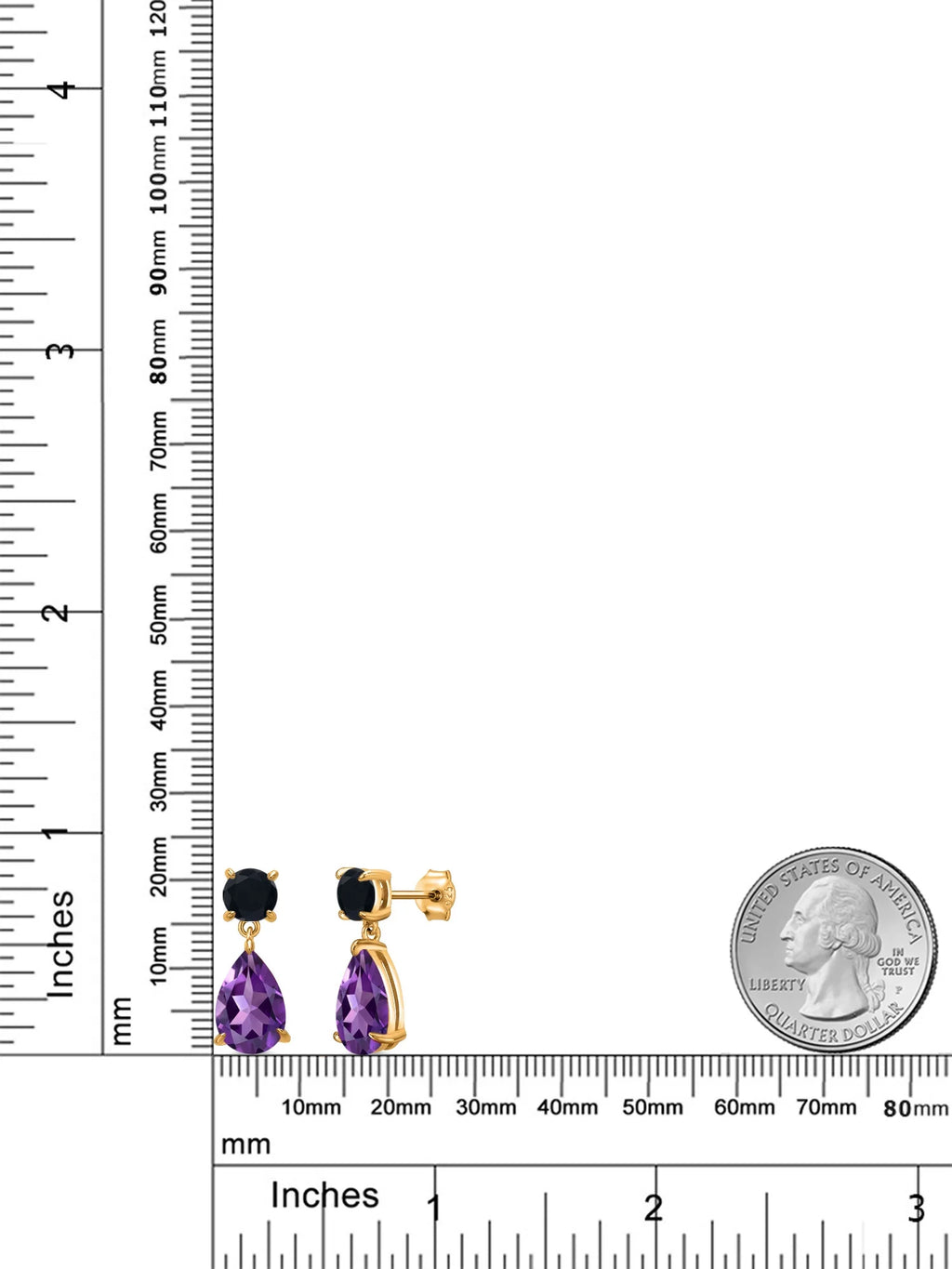 Purple Amethyst and Black Onyx Teardrop Dangle Drop Earrings S5371