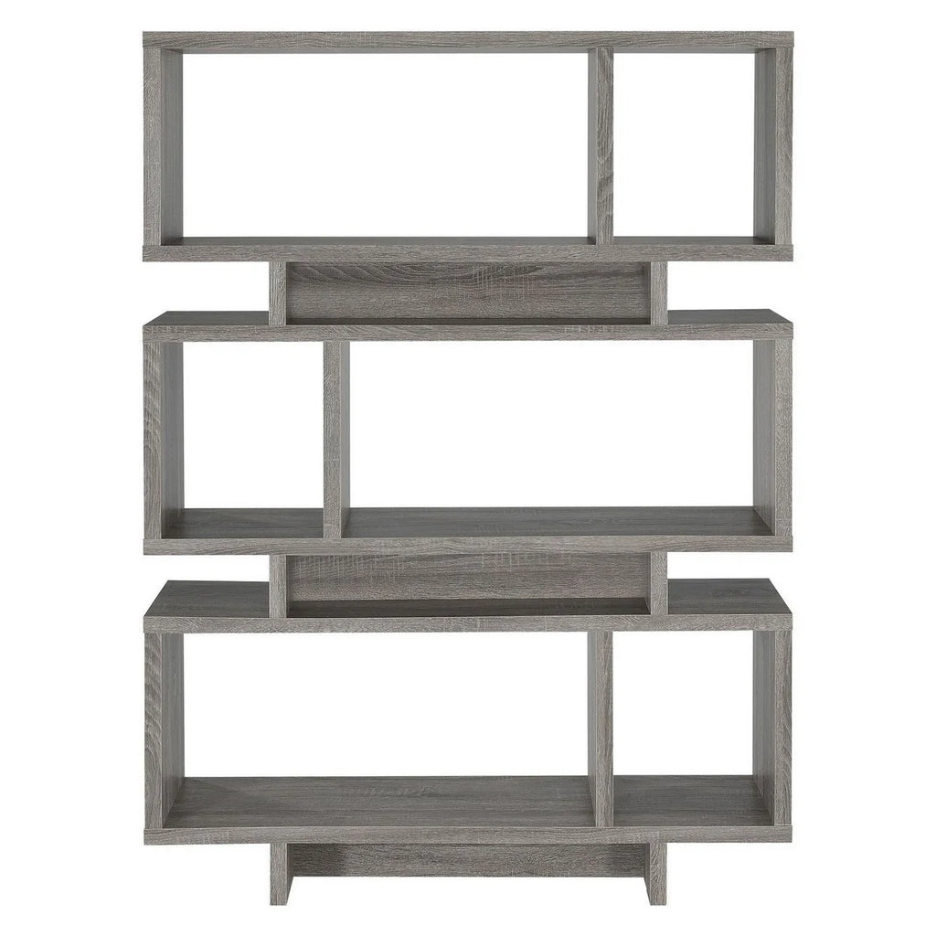 3-tier Geometric Bookcase Weathered Grey F504944